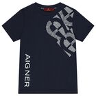 Boys Navy Blue Logo T-Shirt, 4, hi-res