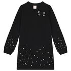 Girls Black Embellished Jumper Dress, 1, hi-res