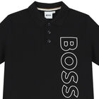 Boys Black Logo Polo Shirt, 5, hi-res