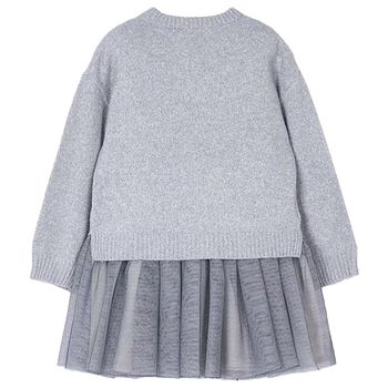 Girls Grey Tulle Dress Set