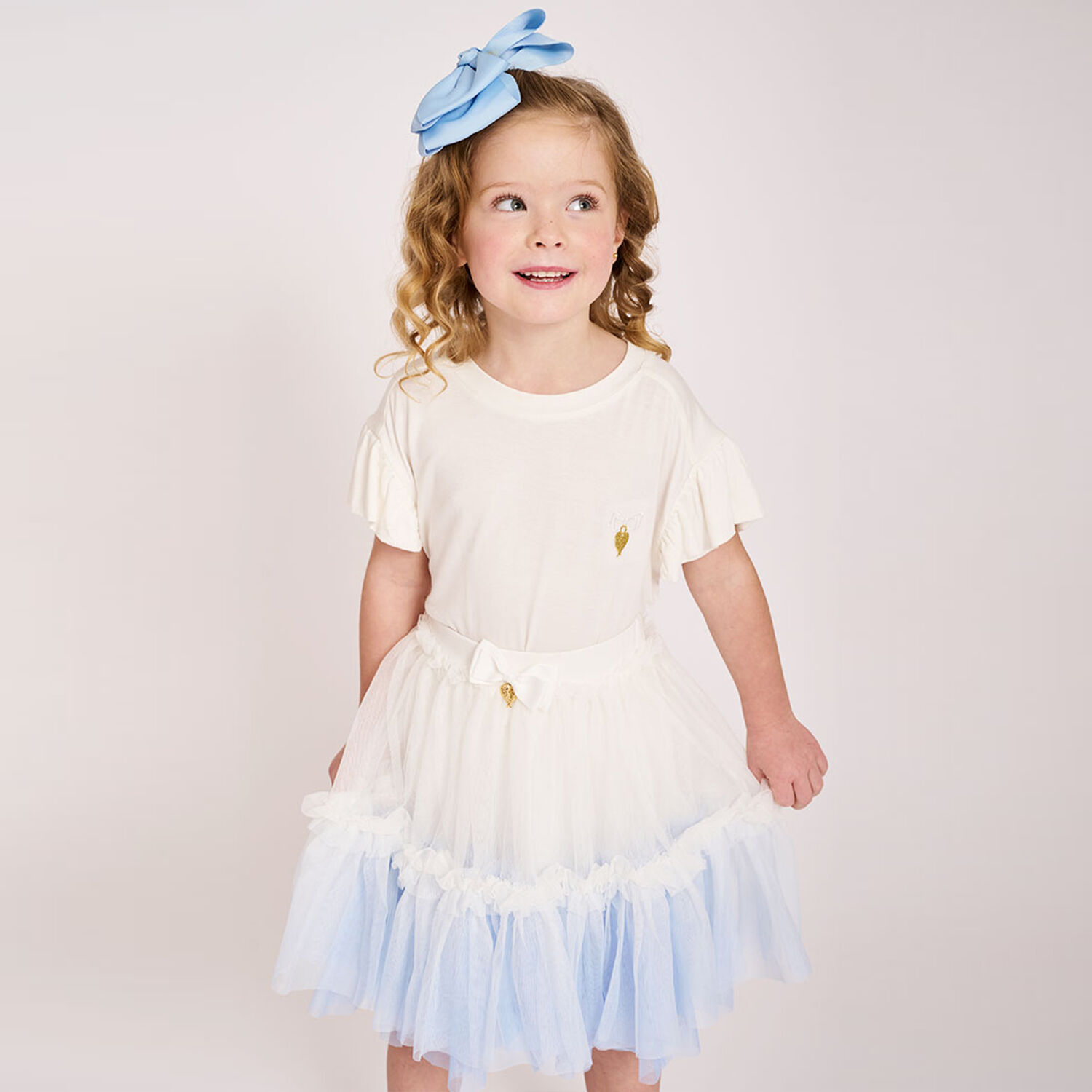 Girls White & Blue Ombre Tutu Skirt, 2, hi-res image number null