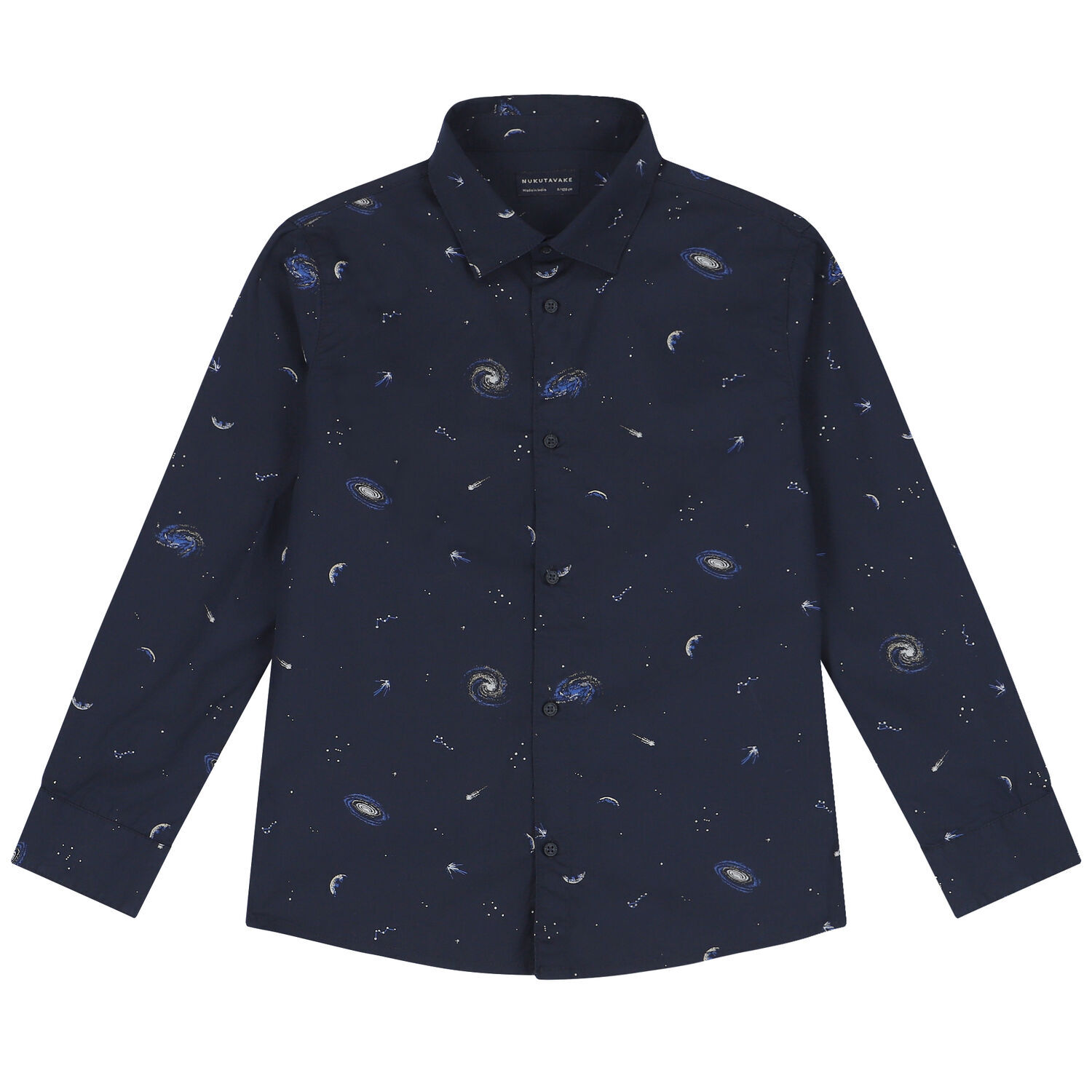 Boys Navy Blue Space Shirt, 1, hi-res
