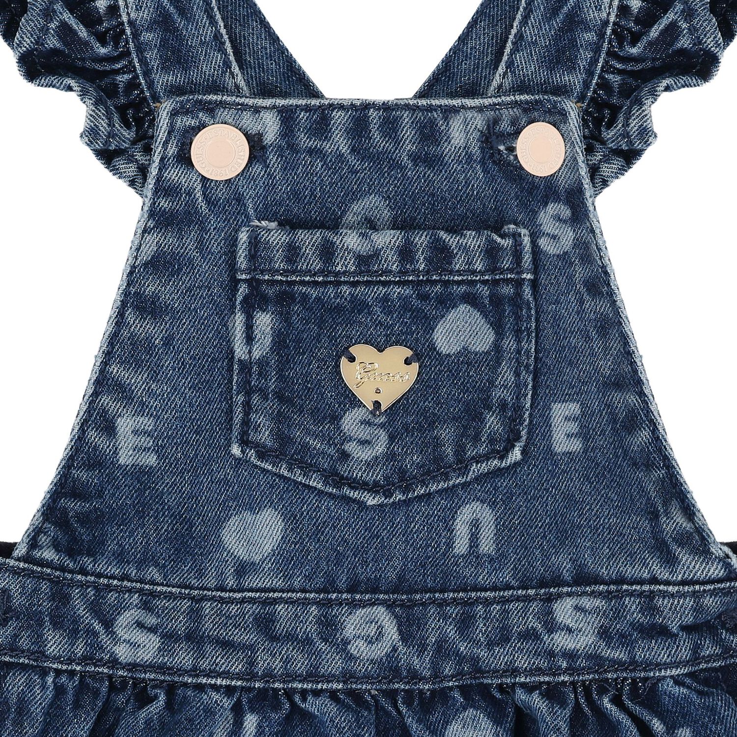 Baby Girls Pink & Denim Blue Dungaree Set, 1, hi-res