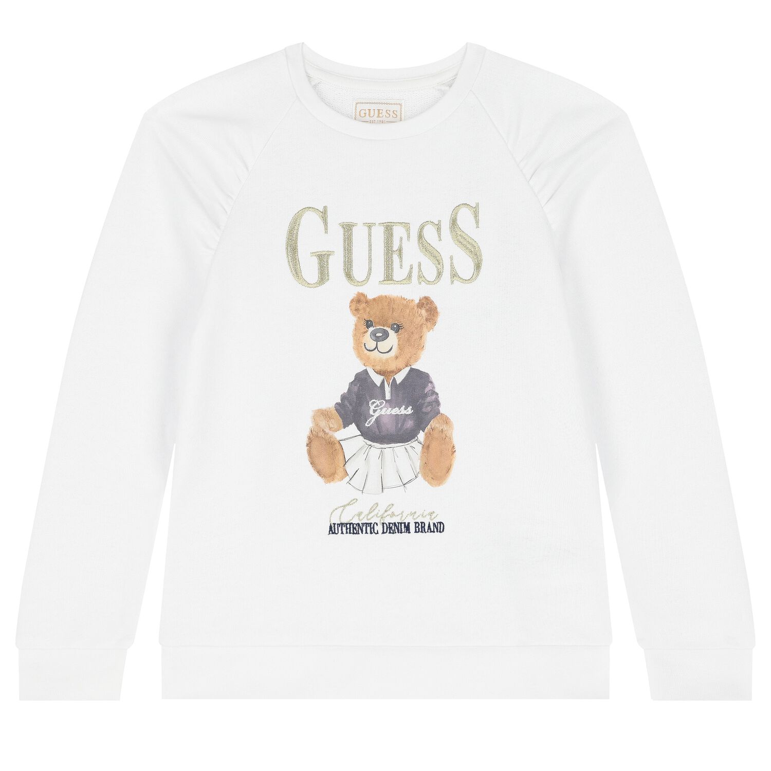 Girls White Teddy Bear Logo Sweatshirt, 1, hi-res image number null