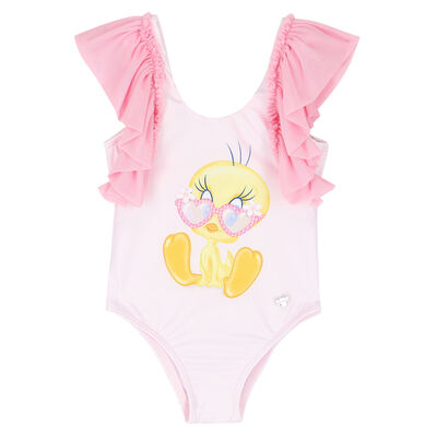 Younger Girls Pink Tweety Swimsuit