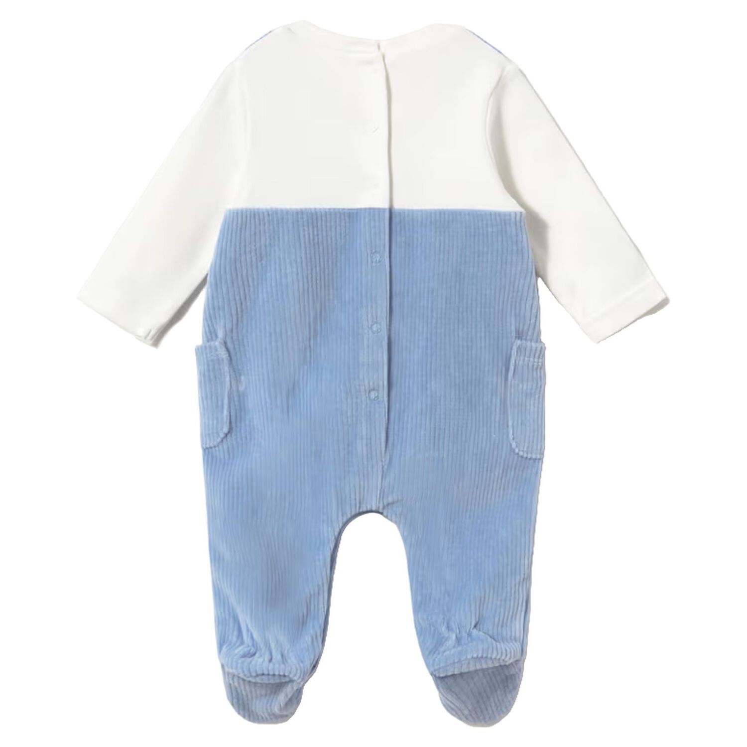 Baby Boys White & Blue Lamb Romper, 1, hi-res
