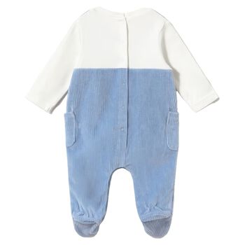 Baby Boys White & Blue Lamb Romper