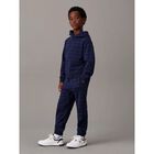 Boys Navy Blue Logo Hooded Top, 1, hi-res