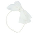 Girls White Bow Headband, 2, hi-res