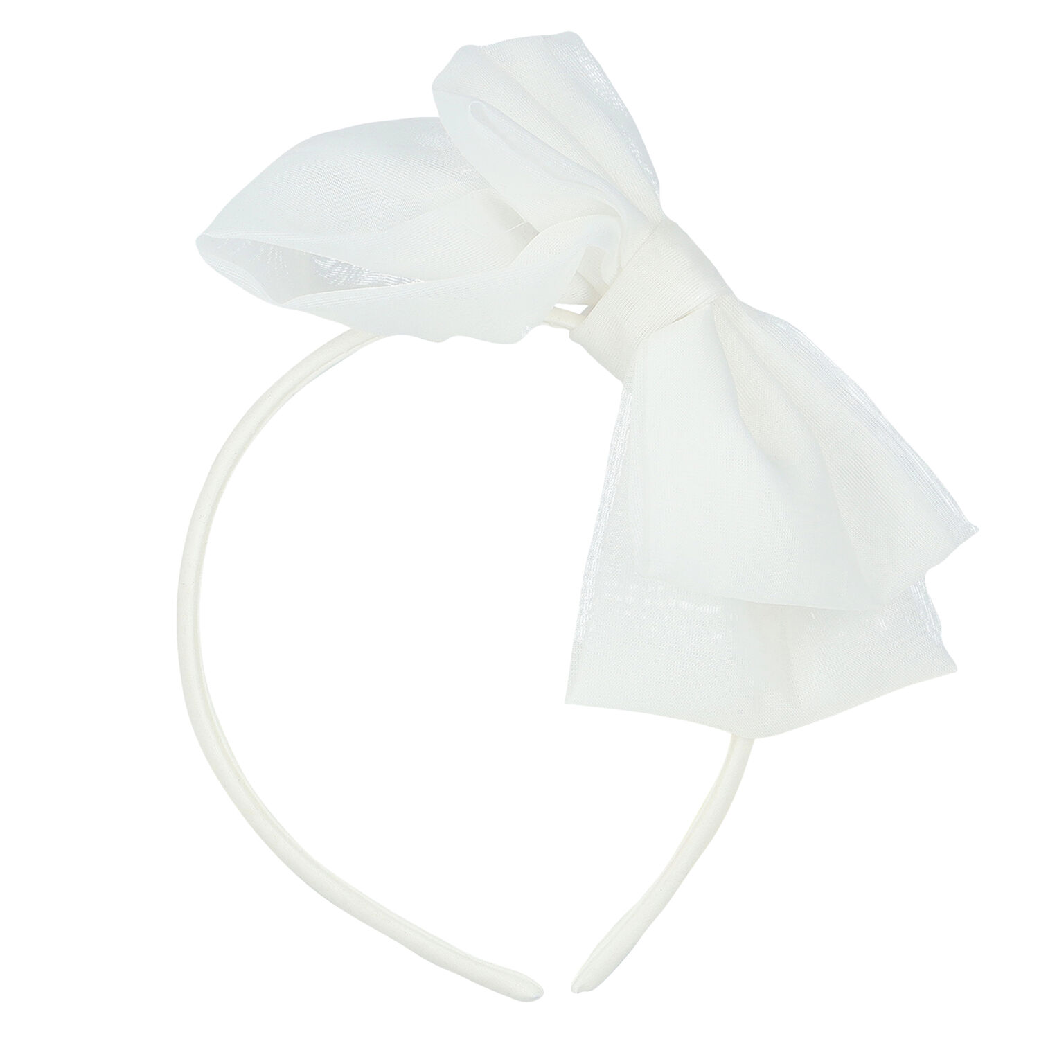 Girls White Bow Headband, 2, hi-res