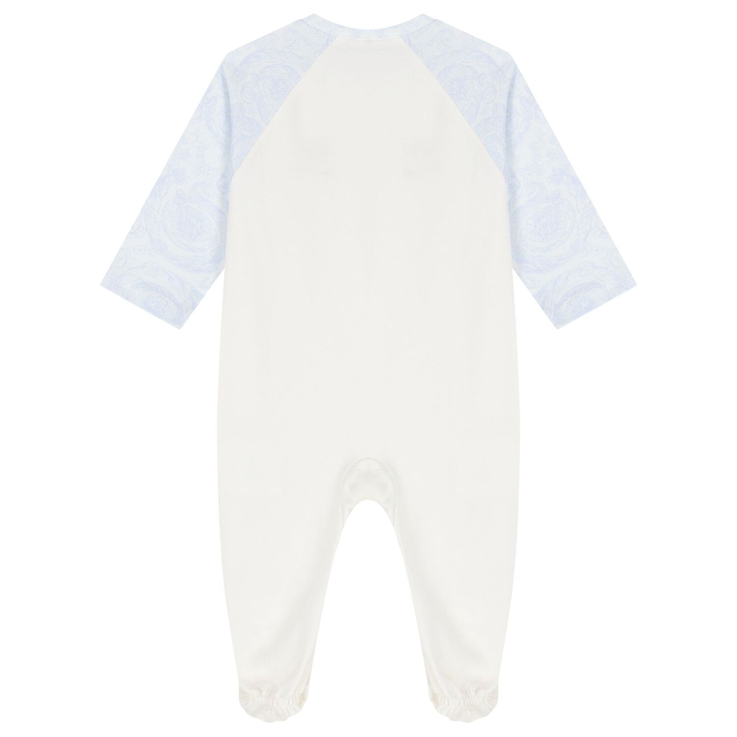 Baby Boys White & Blue Barocco Babygrow, 1, hi-res