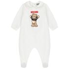 Ivory Christmas Teddy Bear Logo Babygrow, 1, hi-res