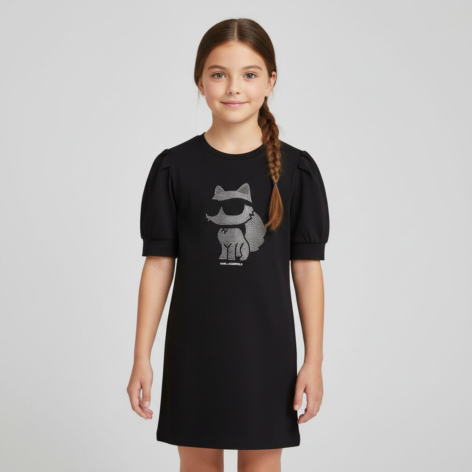 Girls Black Choupette Dress, 1, hi-res