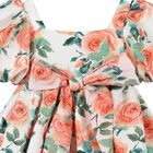 Girls Ivory & Orange Floral Satin Dress, 1, hi-res