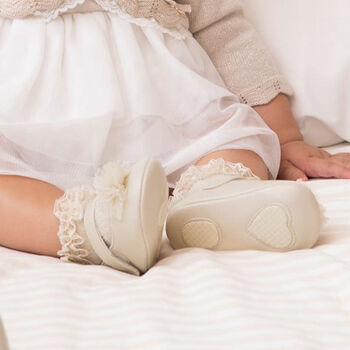 Baby Girls Gold Flower Pre Walker Shoes