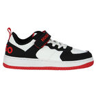 Boys Black & White Logo Trainers, 1, hi-res