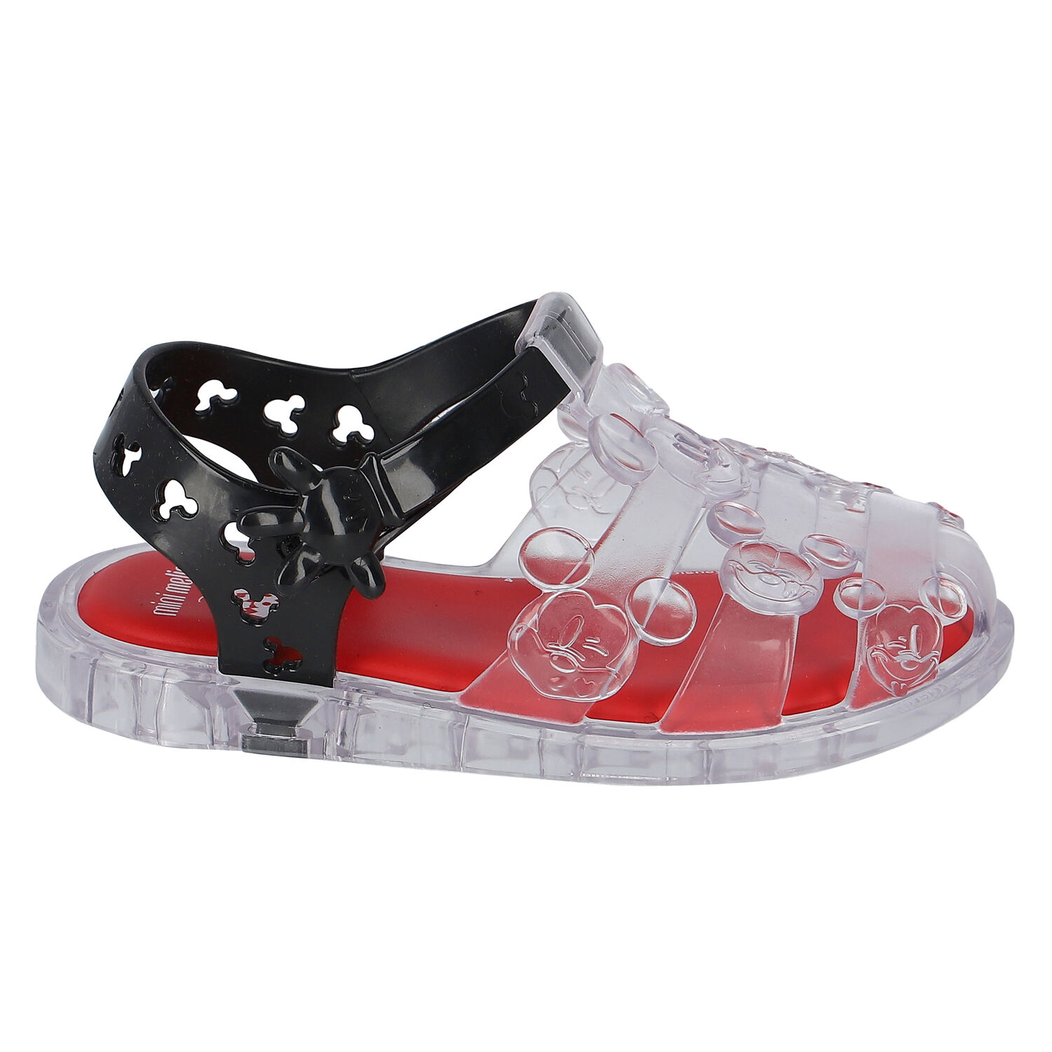 Younger Boys Clear & Black Mickey Mouse Jelly Shoes, 1, hi-res