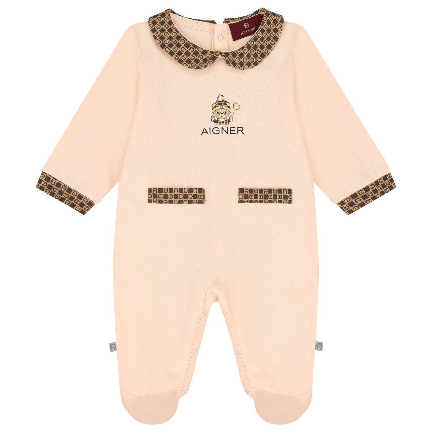 Baby Girls Pink Teddy Bear Logo Babygrow Set, 1, hi-res