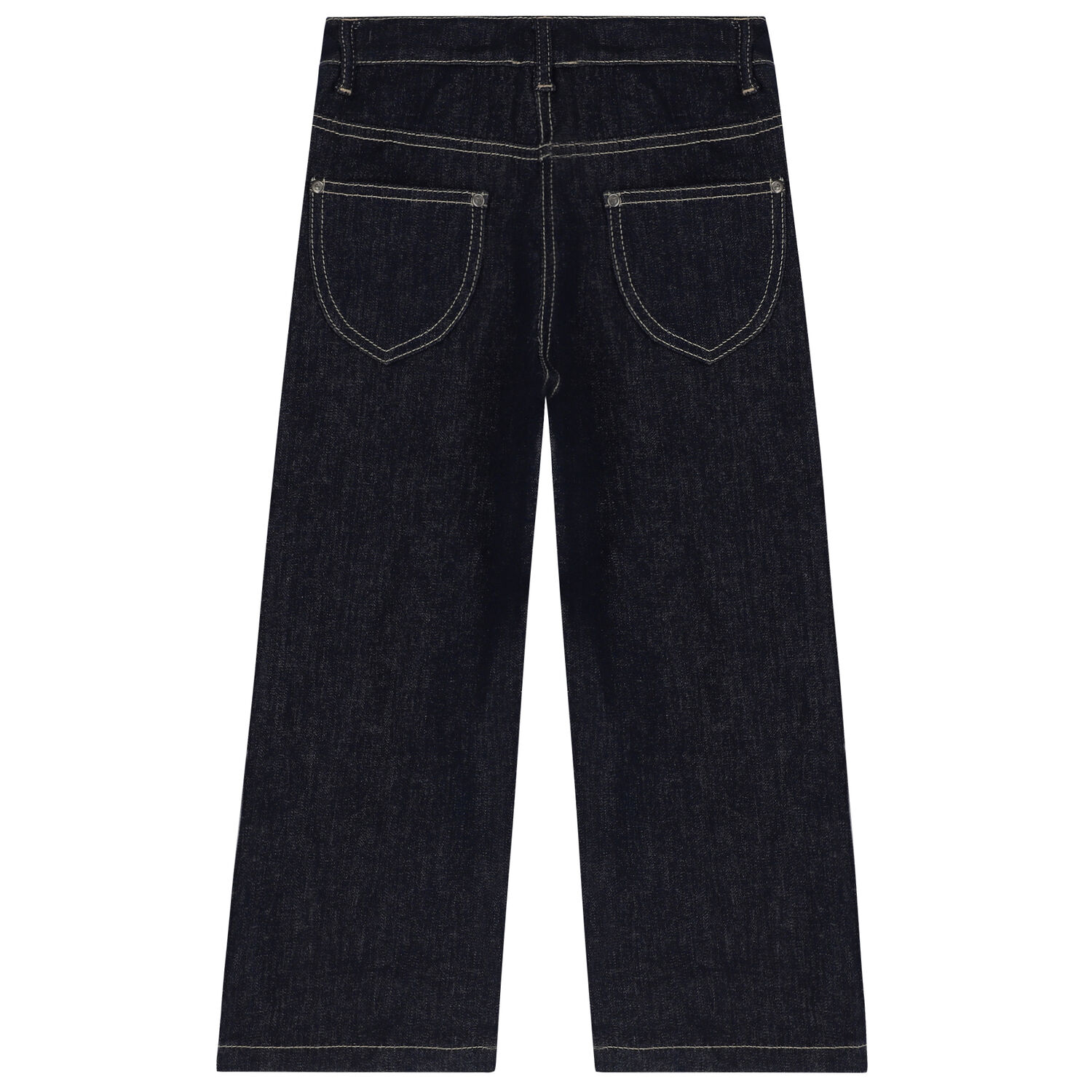 Girls Blue Denim Logo Trousers, 1, hi-res