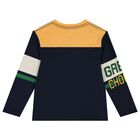 Boys Navy Blue & Yellow Long Sleeve Top, 1, hi-res