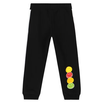 Boys Black & White Logo Joggers