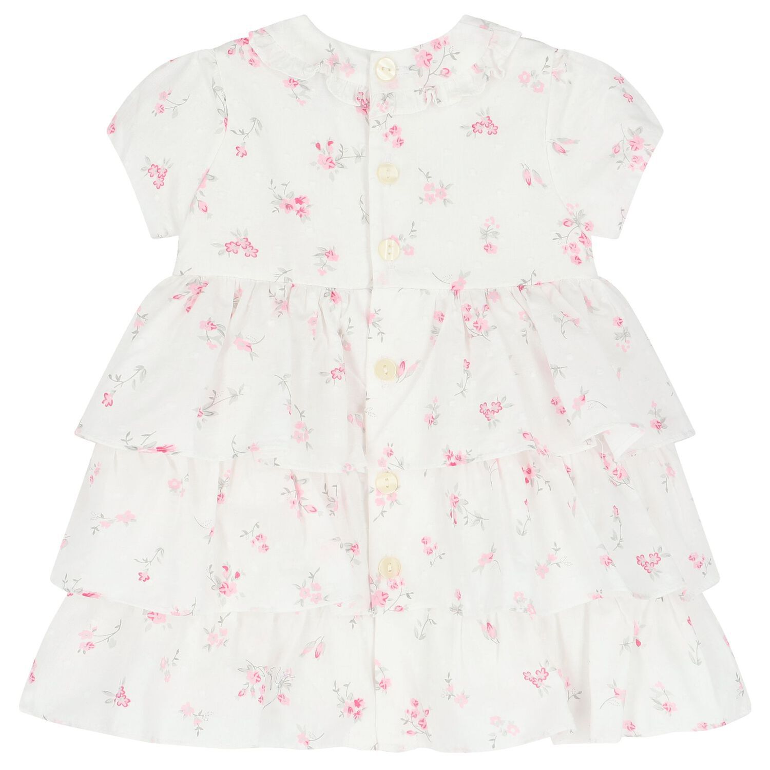 Baby Girls White & Pink Floral Dress Set, 1, hi-res