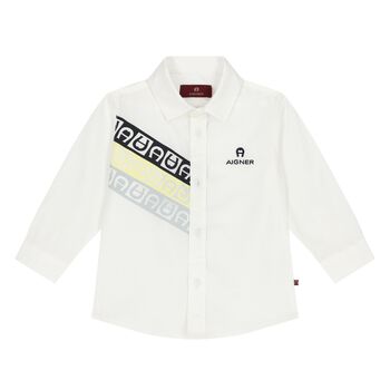 Younger Boys White Logo Shirt