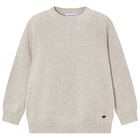 Boys Beige Knitted Jumper, 1, hi-res