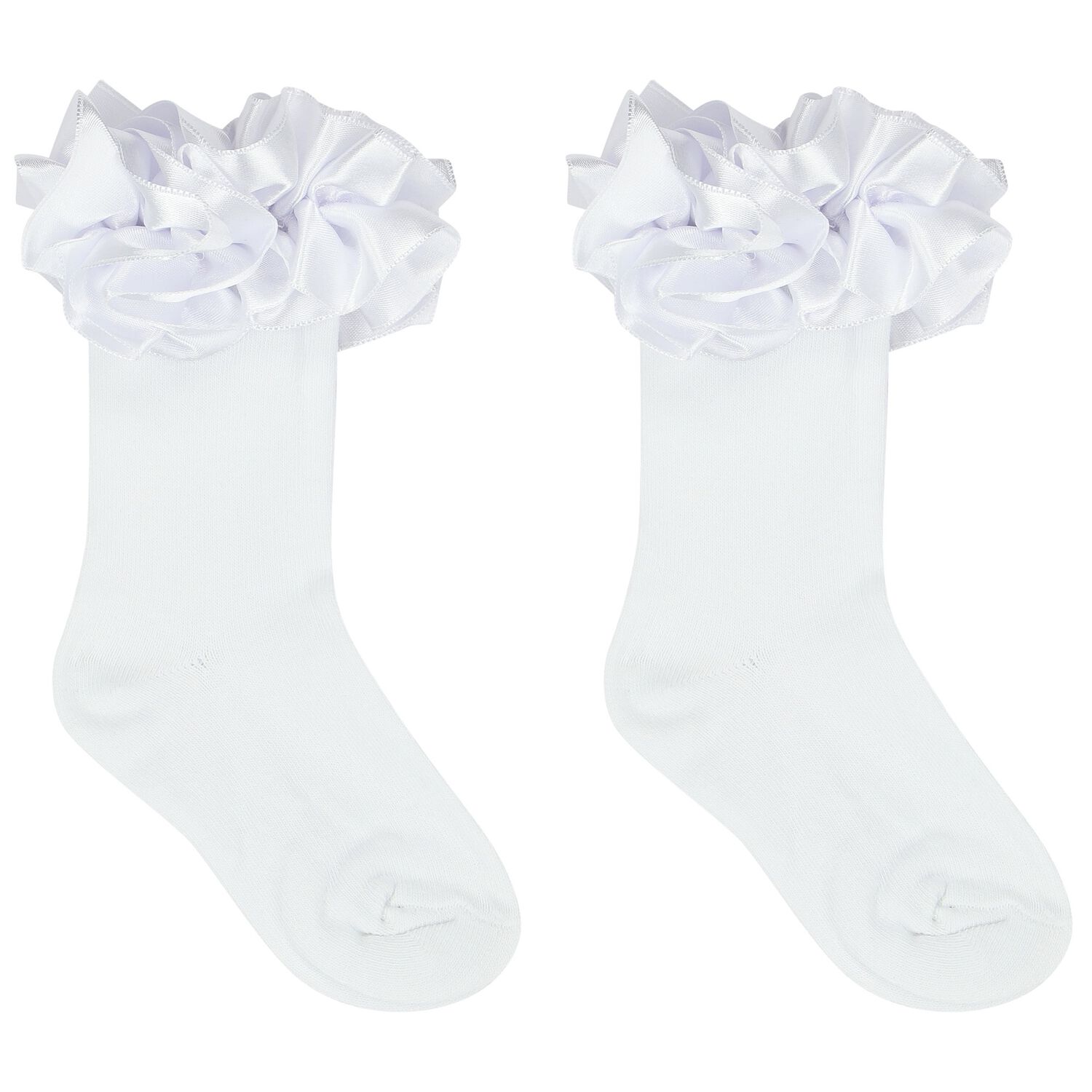 Girls White Ruffled Socks, 1, hi-res image number null