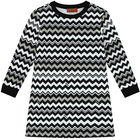 Girls Black & White Zigzag Dress, 1, hi-res