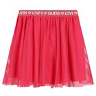 Girls Pink Logo Mesh Skirt, 1, hi-res