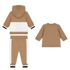 Baby Boys Beige Logo Tracksuit Set, 1, hi-res
