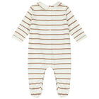 Boys Ivory & Beige Teddy Bear Babygrow, 1, hi-res