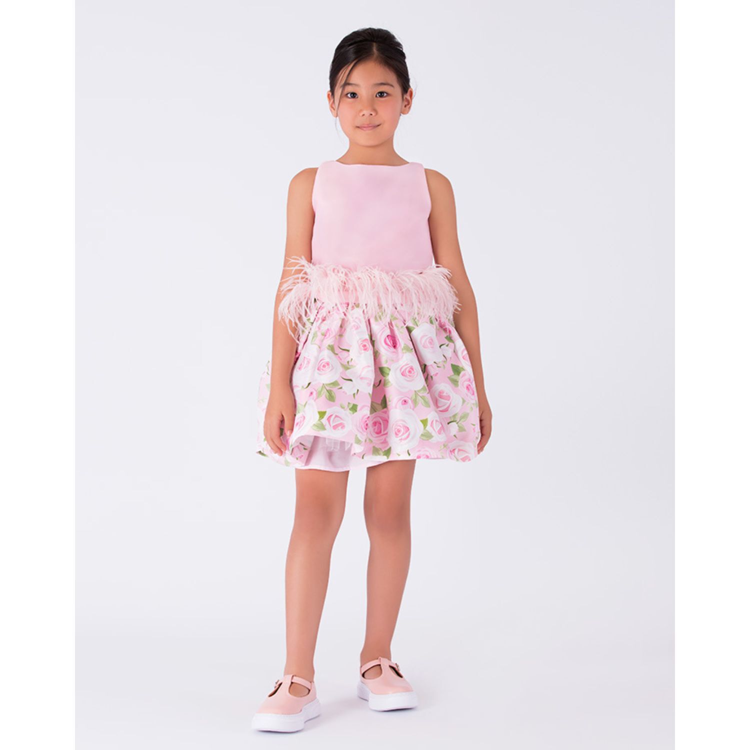 Girls Pink Feather & Rose Skirt Set, 1, hi-res image number null