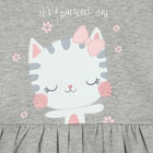 Younger Girls Grey Cat Dress, 1, hi-res