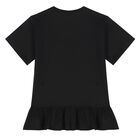 Girls Black Logo Dress, 1, hi-res