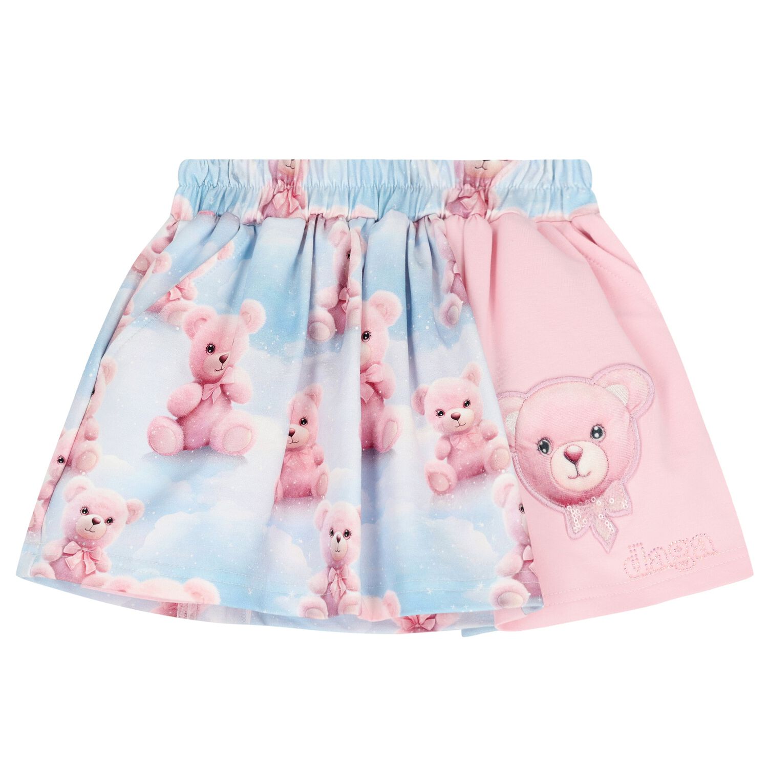 Girls Blue & Pink Teddy Bear Skirt, 1, hi-res image number null