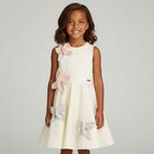 Girls Ivory Butterfly Satin Dress, 1, hi-res