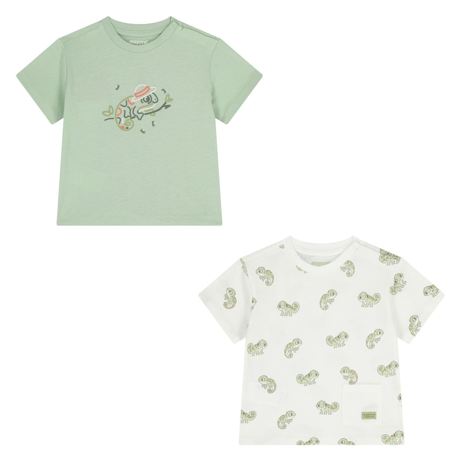 Younger Boys Green & White T-Shirts ( 2-Pack ), 2, hi-res