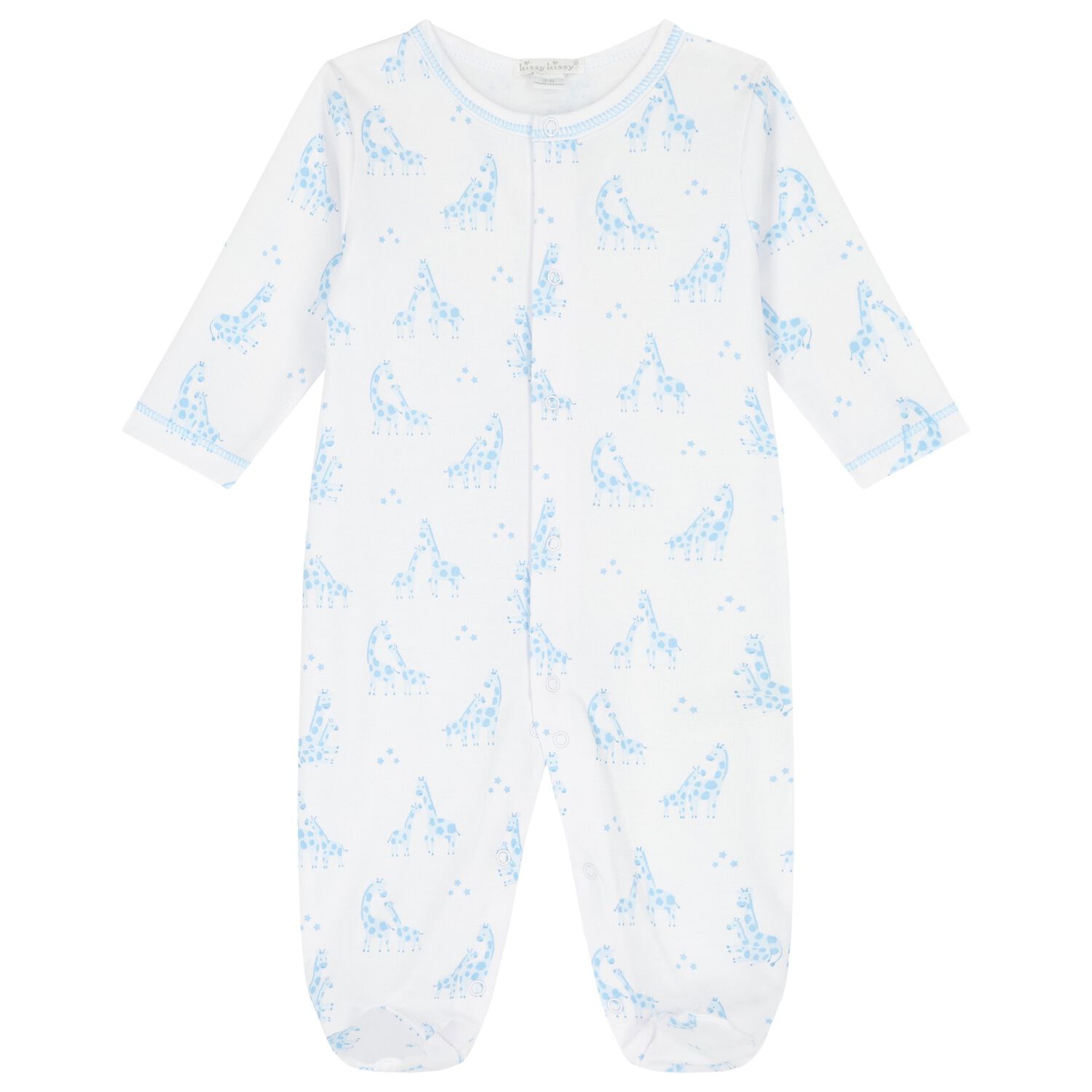 Baby Boys White & Blue Giraffe Babygrow, 1, hi-res