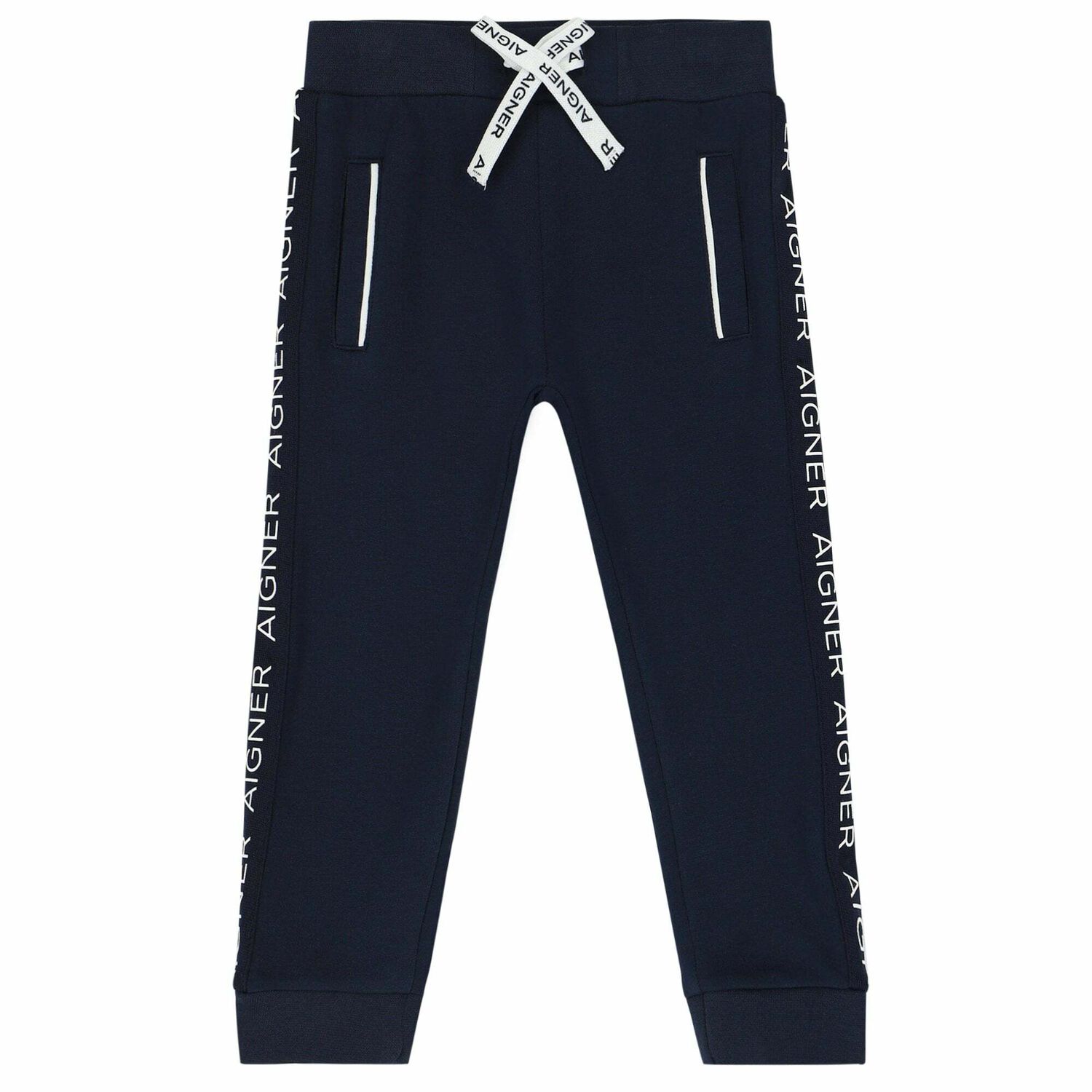 Younger Boys Navy Blue Logo Joggers, 3, hi-res