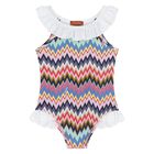 Younger Girls Multi-Coloured Zigzag Swimsuit, 1, hi-res
