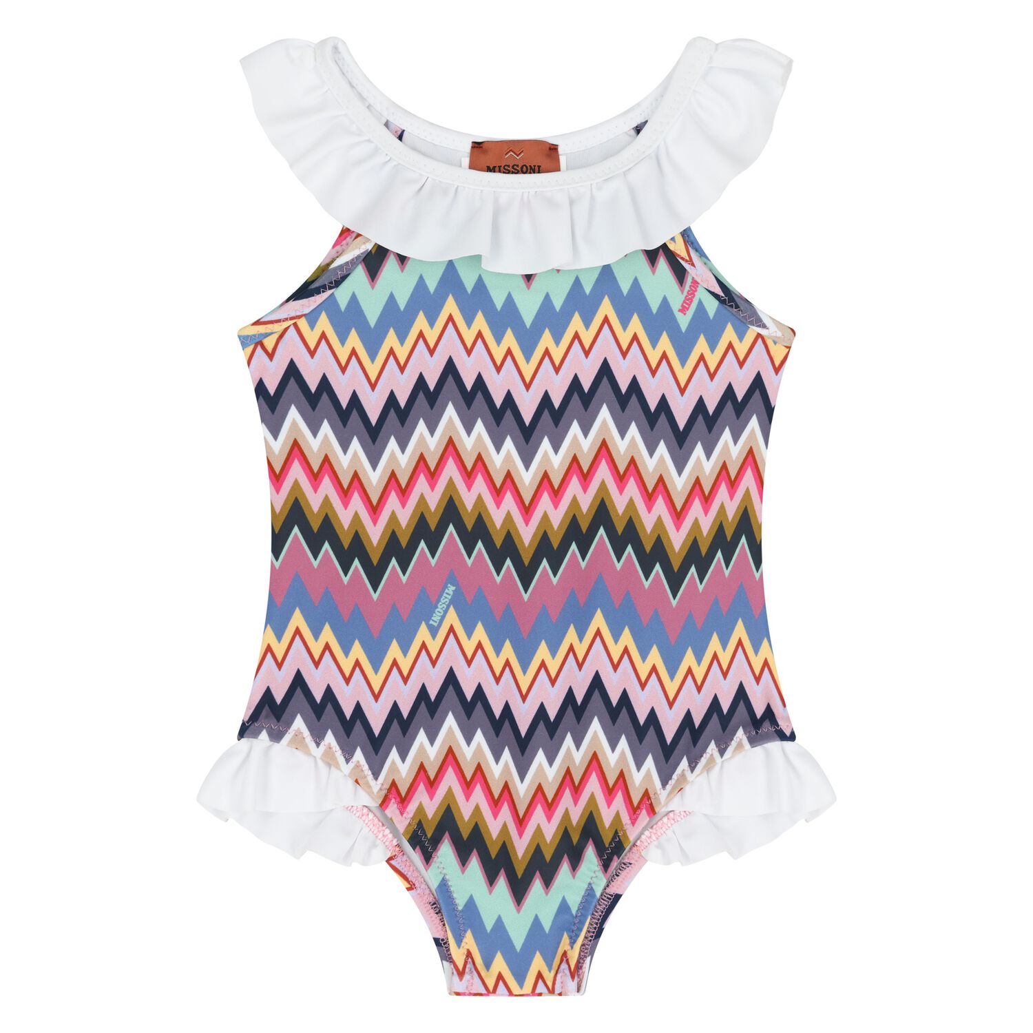 Younger Girls Multi-Coloured Zigzag Swimsuit, 1, hi-res