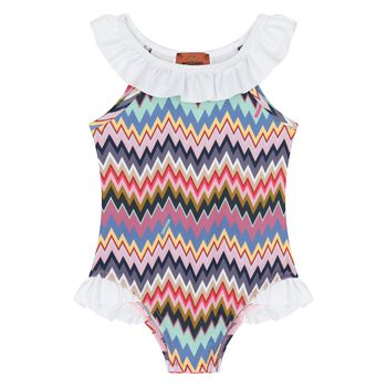 Younger Girls Multi-Coloured Zigzag Swimsuit
