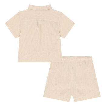 Younger Boys Beige Logo Shorts Set