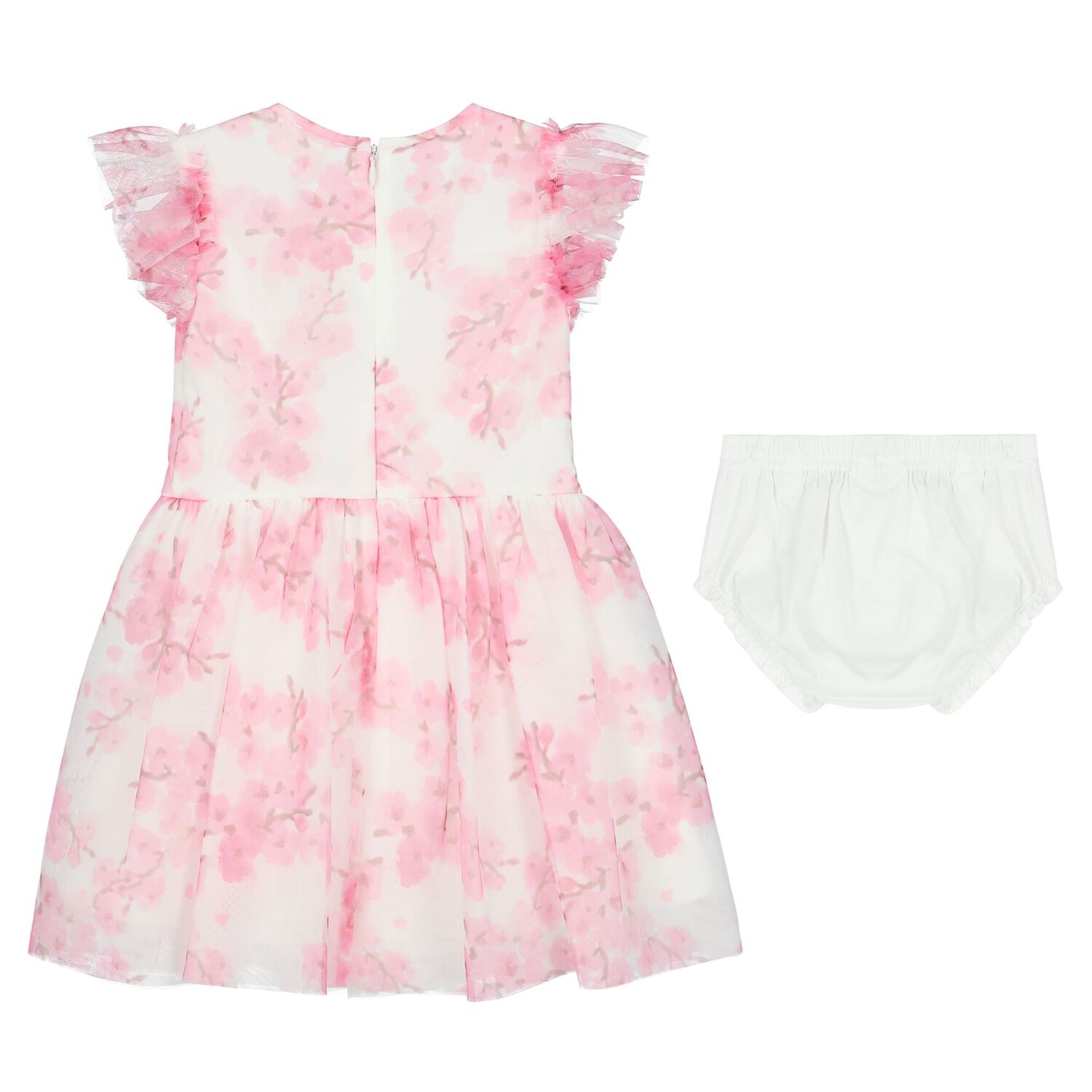 Baby Girls White & Pink Floral Dress Set, 1, hi-res