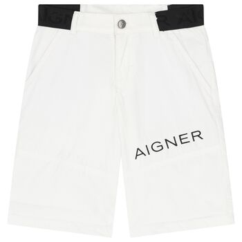 Boys White Logo Shorts