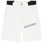 Boys White Logo Shorts, 1, hi-res