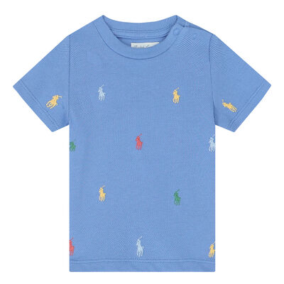 Baby Boys Blue Piqué Logo T-Shirt