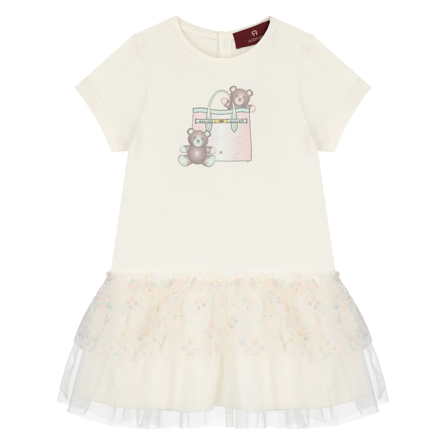 Younger Girls Ivory Bag Dress, 1, hi-res